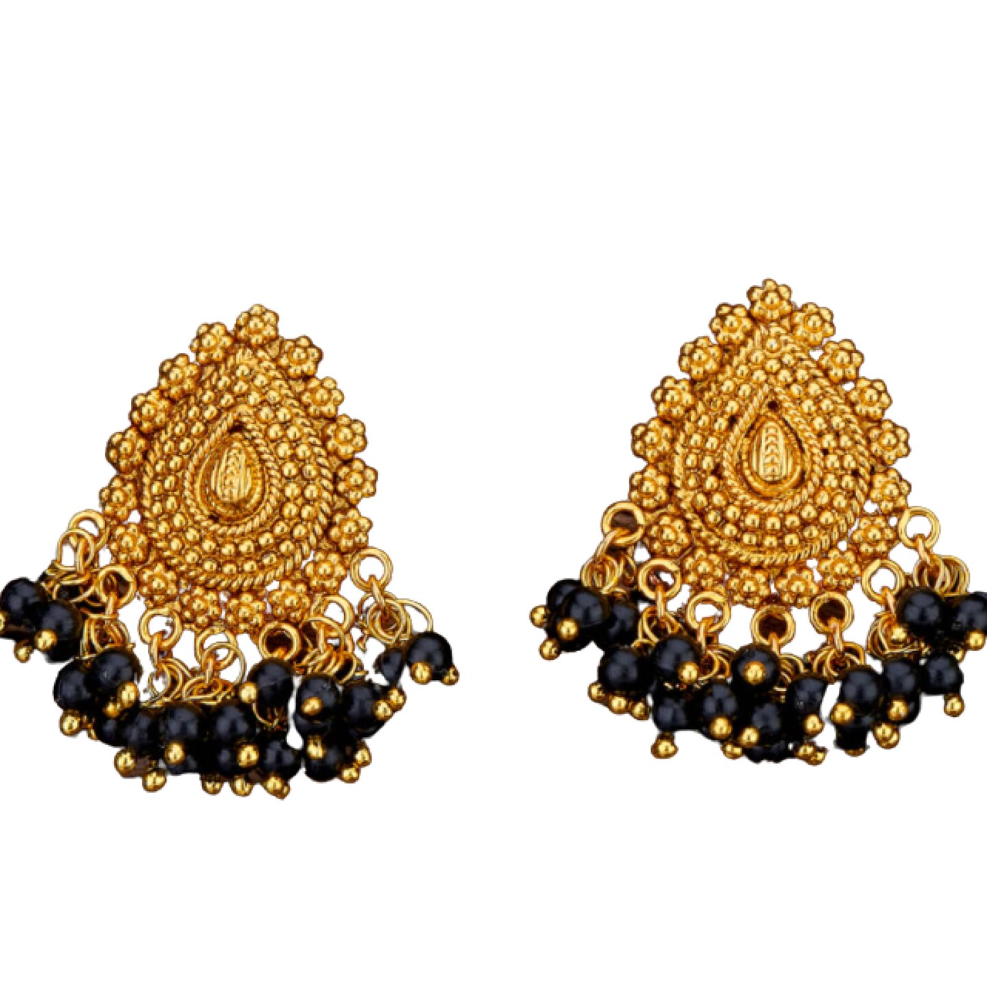 Handmade Indian Traditional Meenakari Enamel Kundan Pearl White Lotus  Earrings Beads Black - Yaari Collections